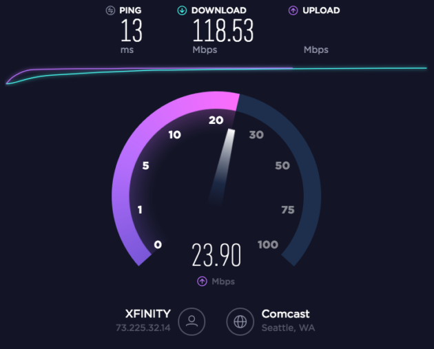 Xfinity speed test
