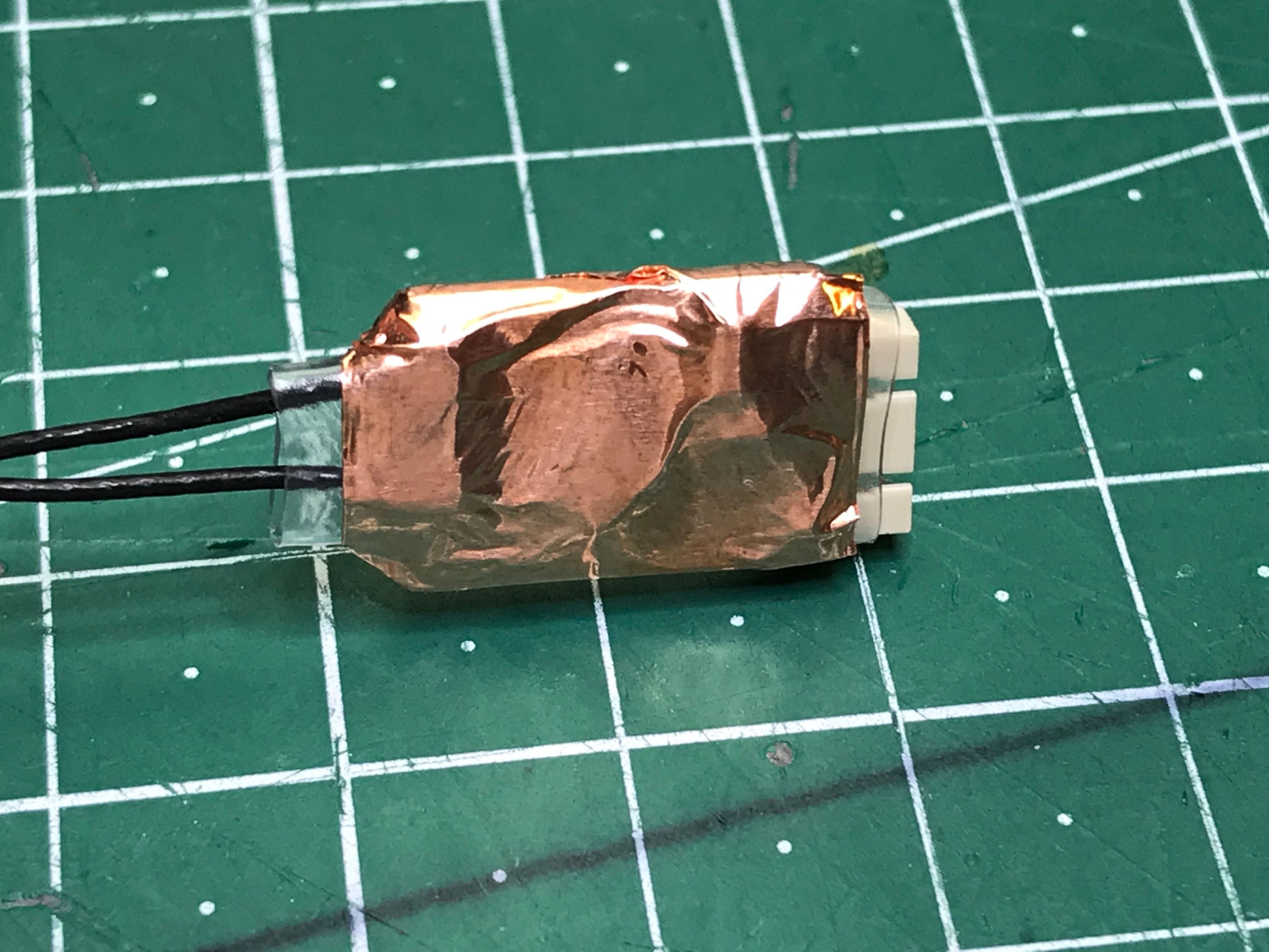 Receiver bottom wrapped into copper tape